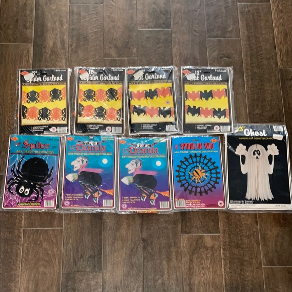 Vintage Halloween Decorations Set - Spider and Ghost Theme